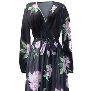 Lantern sleeve floral maxi dress